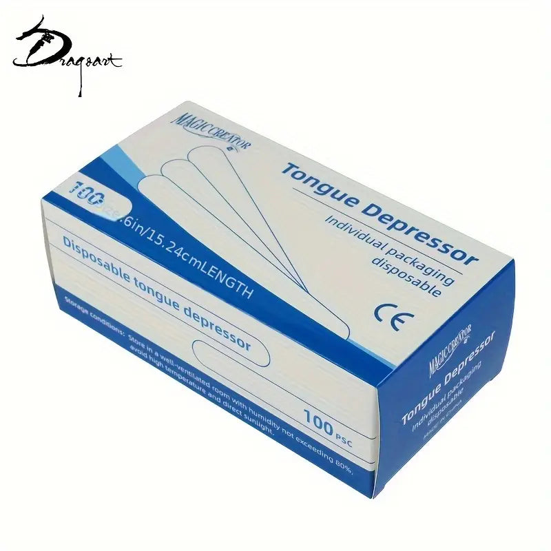 Engångs Trätungspinnar för Tatueringstänkning 100st