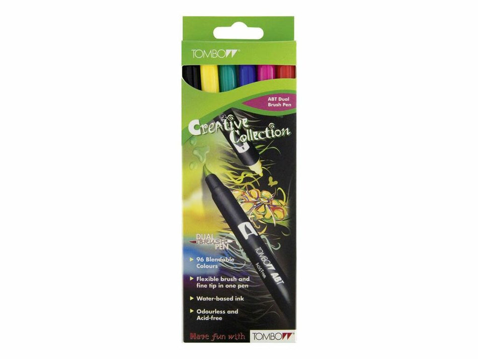 Tombow Dual Brush Pen – Dubbelspetsad tuschpenna- set av 6