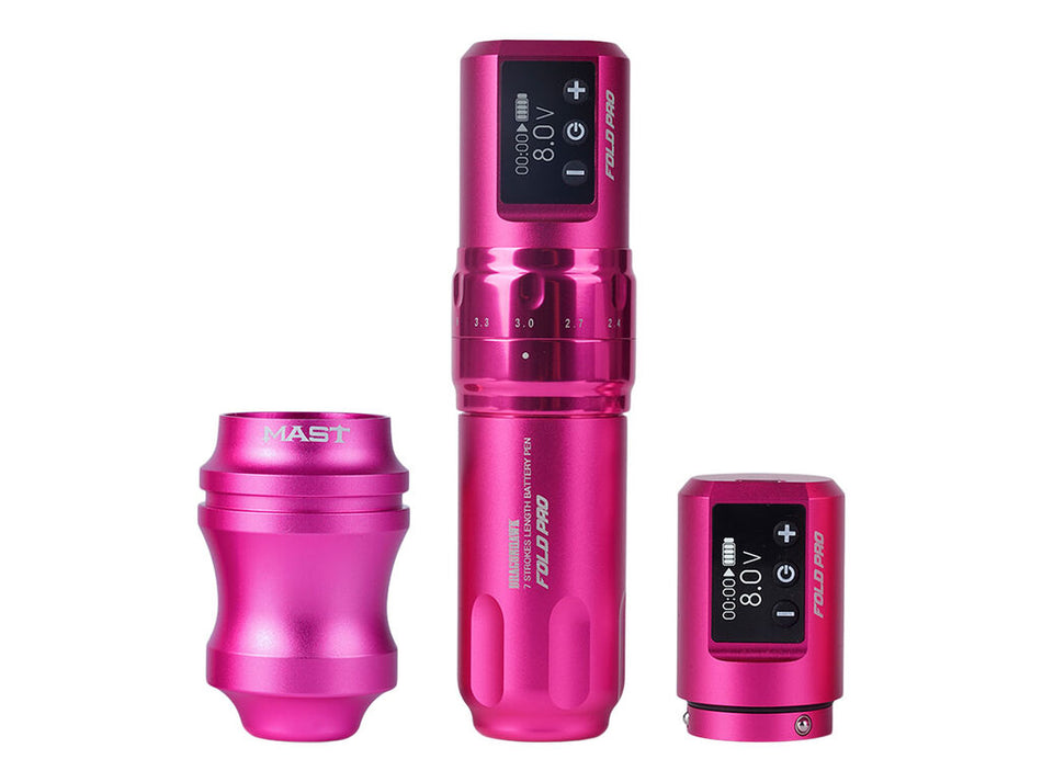 Dragonhawk Mast Fold Pro - Wireless Tattoo Machine - Combo Pack - Pink